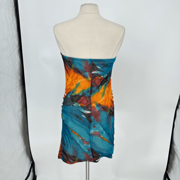 Vintage 90s Y2K NOM Bandage Dress Size M Mesh Colorful Artsy Rave Festival - Picture 8 of 9